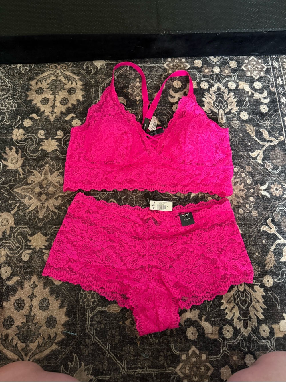 torrid Hot Pink Lace Bralette & Lace Boyshorts Set